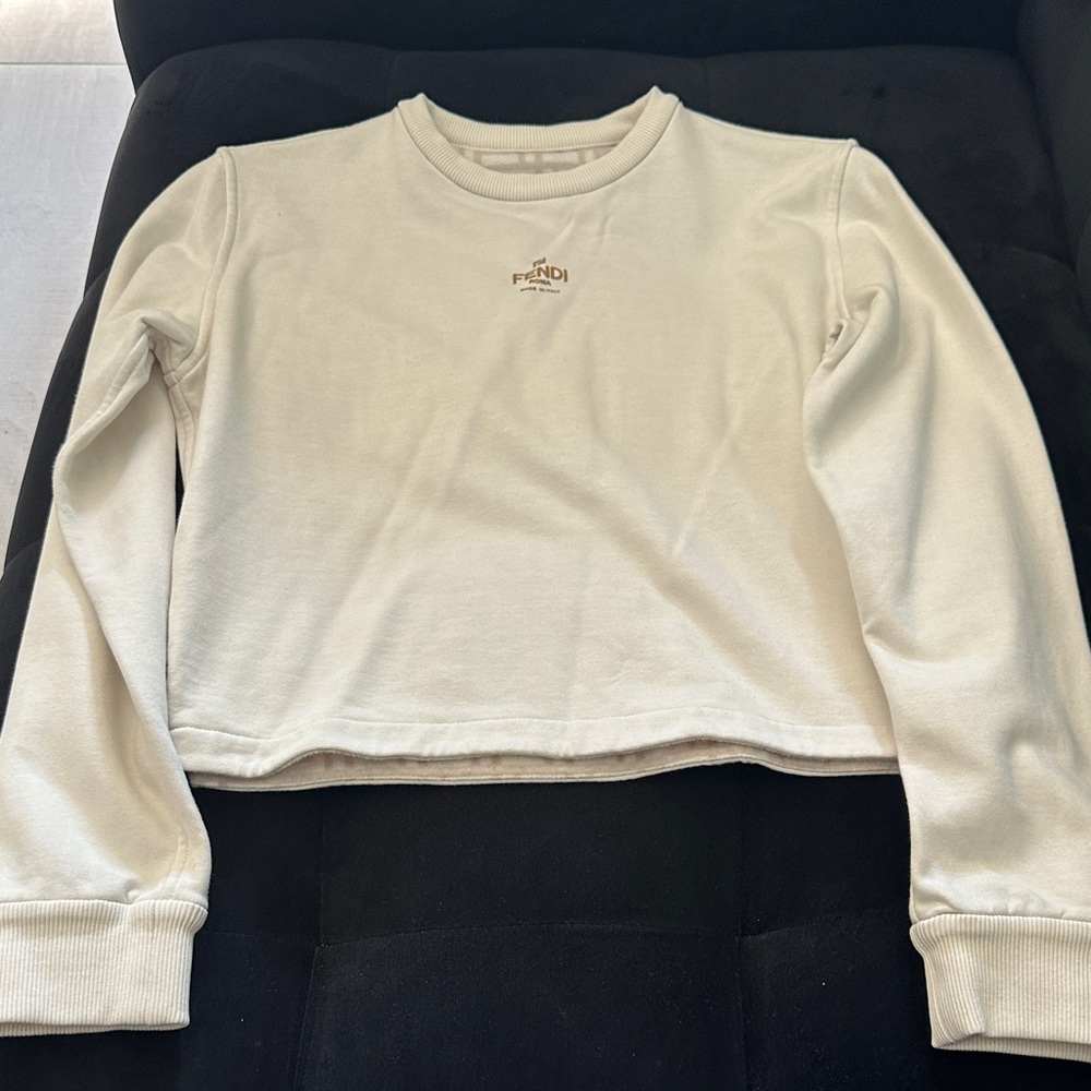 Fendi Off-White Long Sleeve Crop Top